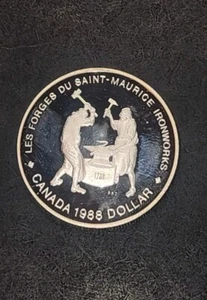 1988 CANADA SILVER ONE 1 dollar St Maurice Ironworks CAMEO PROOF - Picture 1 of 2