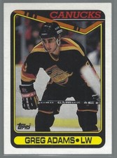 1990-91 Topps Canucks Hockey Card #106 Greg Adams