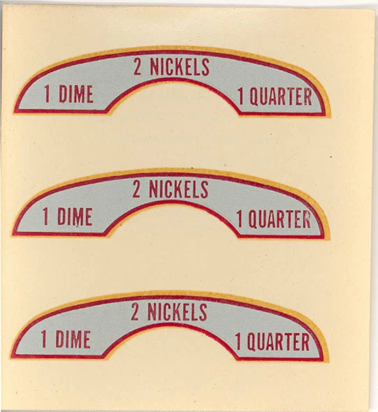 1946-1948 Seeburg Wallbox W4 3W5 W6 3W7 Calcomanía de precio: 5-10-25 centavos x 2 Foto 1 de 1