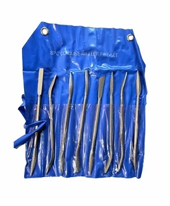 Riffler File Set, 8 Piece, Rasp, Coarse, Wood Files 200mm Long In Pouch W8072 - Picture 1 of 4