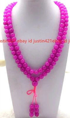 Collar Mala AAA 8mm 108 Gemas Sugilita Rosa Cuentas de Oración Budista Tibetana Foto 1 de 4