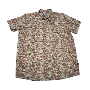 Camisa Patagonia Para Hombres XL Borgoña Rojo Setas Bolsillo Abotonado Algodón Oraganico - Imagen 1 de 11