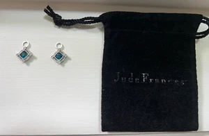 JUDES FRANCES 18KWG Lisse Diamond/London Blue Topaz Earring Charms~NWOT~$1400 - Picture 1 of 7