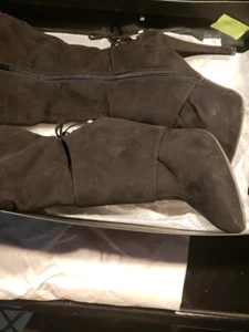 Nina New York Boots Over Knee Zipper Faux Suede Black Size 7 M Orig Box Preowned - Picture 1 of 6