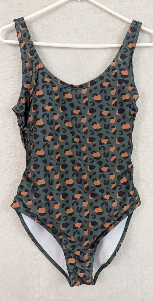 Nicole Miller Studio sz L One Piece Swimsuit animal print green black orang 0435 - Image 1 of 4