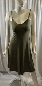 Calvin Klein Vintage Sleeveless Slip Dress, Olive Green, Sz: 8, 64-36 - Picture 1 of 16