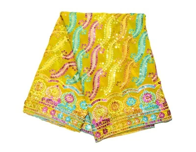 Vintage Wedding Scarf Dupatta Sequins Long Stole Hand Beaded Embroidered Hijab L - Imagem 1 de 4