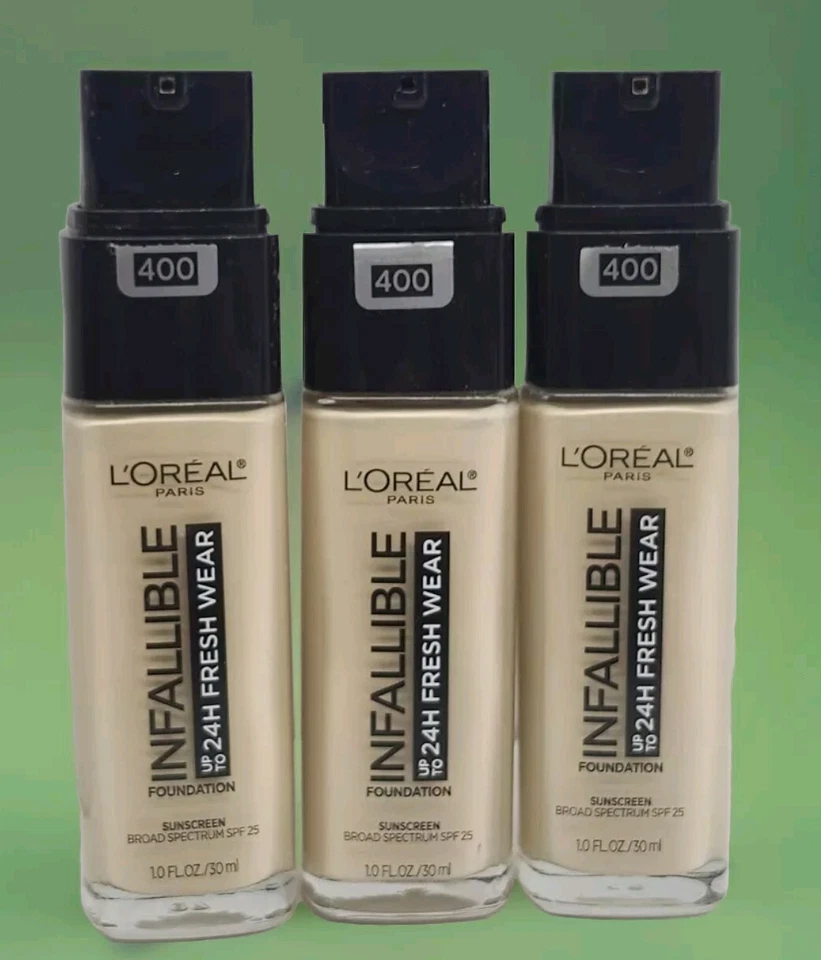 LOREAL Infallible 24hr Fresh Wear Foundation 400 Pearl 1oz Ea 3pcs Read - Image 1 of 1