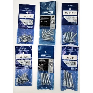 Crown Bolt Wood Screws Lot Various Sizes #4 #8 #12 Silver 6 Packs 1/2" to 2" - Picture 1 of 2