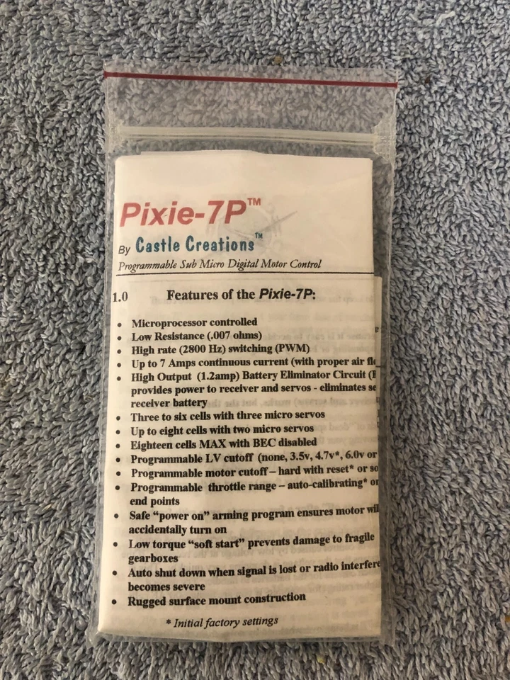 Castle Creations Pixie 7P Speed Control NIP FREE SHIPPING! - Image 1 of 2