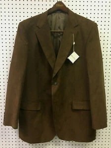 Alan Flusser Men's Sport Coat Jacket Faux Suede Polyester Brown 46 Long - Picture 1 of 8