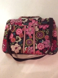  Vera Bradley Mod Pink Floral Zip Tote Shoulder Laptop Case Retired - Picture 1 of 11