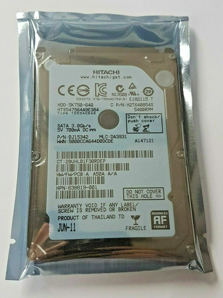 640 GB SATA Hitachi HTS547564A9E384 5400RPM 8MB 3.5" Hard Drive New - Image 1 of 1