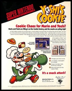 1994 Yoshi's Cookie Retro Video Game PRINT AD Super Nintendo Mario Art Promo - Picture 1 of 4