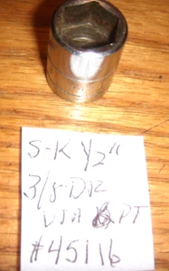 VINTAGE S-K  1/2" X3/8" DR # 45116 "SOCKET "6PT  USA CHROMED SHALLOW - Picture 1 of 1