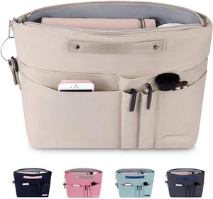 Purse Organizer Insert Handbags 15 Pocket Tote Bag Divider with Zipper Black - Picture 1 of 7