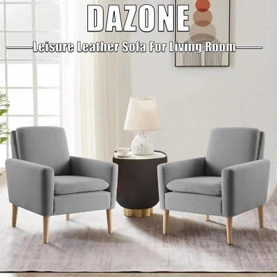 Sillón moderno gris acento sofá individual tapizado de tela sala de estar ocio  Foto 1 de 4