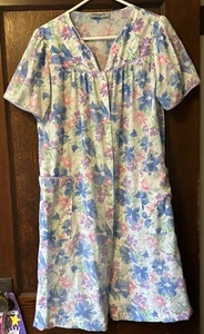 Vandemere House Coat Robe Multi Color Floral Pearl Snap Nightgown Women’s Large - Picture 1 of 5