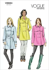 Vogue Outerwear Schnittmuster V8884 Zweireiher Mantel Jacke Gürtel 6-14/14-22 - Bild 1 von 9