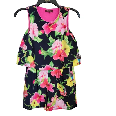 Baker by Ted Baker Girl's Sleeveless Jumpsuit Romper Floral Tropical Summer - Image 1 of 4