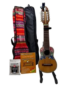 Bolivian Charango Deluxe Set 2 Cases, Tuner, Guitar Capo, Stand & Extra Strings. - Picture 1 of 24