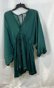 Free People Womens Green Tie Front V Neck Blouse Size Small NWT - Picture 1 of 5