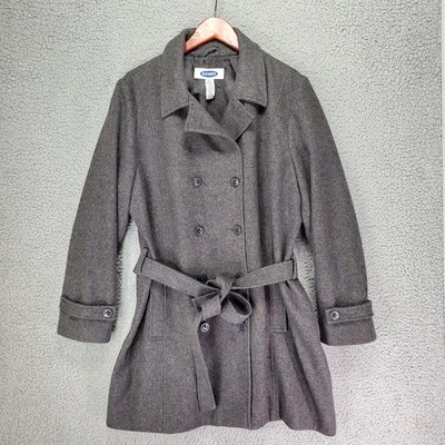 Old Navy Double Breasted Peacoat Womens XXL Gray Belted Wool Blend Classic - Image 1 of 4