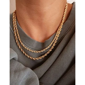 2 Edelstahl 14K vergoldet Twist Gold Ketten Set  - Bild 1 von 8