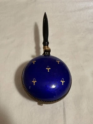 Cenicero Evans redondo compacto esmalte azul vintage Foto 1 de 4