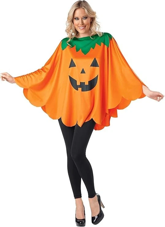 Poncho de calabaza clásico para mujer Jack O'Lantern capa mamá disfraz de Halloween Foto 1 de 1
