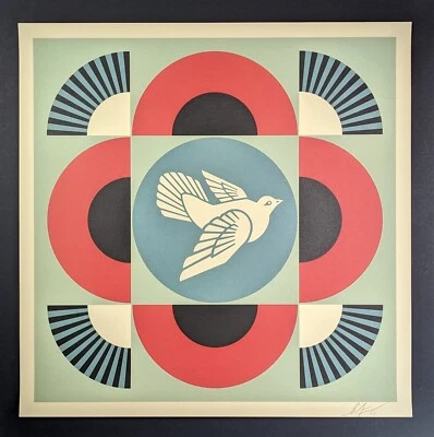 Frank Shepard Fairey, Geometric Dove (red), Lithografie, signiert, 2022 - Bild 1 von 4