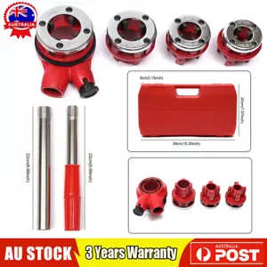 Pipe Threader Threading Kit Ratchet Die Stock W/4 Dies 1/2" 3/4" 1" 1-1/4" - Picture 1 of 15