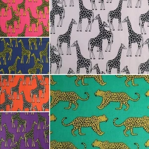 TELA DE POLICODÓN - Luces de animales de safari - jirafa, leopardo, 44"/115 cm de ancho - Imagen 1 de 8