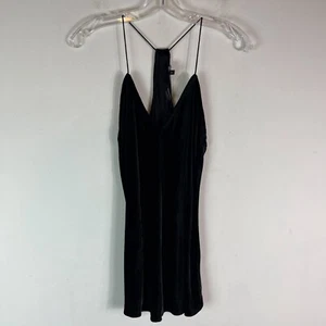 Theory NWT Women's Black Draped Back Velvet Slip Cami Top Size M - Picture 1 of 9