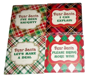 WEIHNACHTSUNTERSETZER MIT RUTSCHFESTER KORKUNTERLAGE ~ 4ER SET ~ LIEBER WEIHNACHTSMANN/4 DESIGNS - Bild 1 von 3
