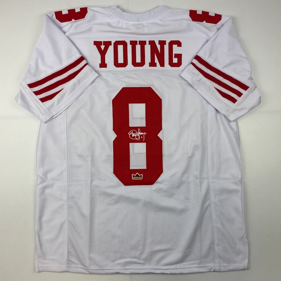 Camiseta deportiva para hombre autografiada facsímil Steve Young San Francisco blanca reimpresión XL Foto 1 de 4