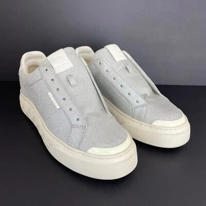 *FLAW* Tory Burch 10.5 Silver Glitter Ladybug Platform Sneakers NO LACES - Picture 1 of 24