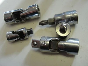 Vintage Tool Combo 5 Pc. Universal Joints + Adaptor + Screw Bit Holder NICE ! - Picture 1 of 5