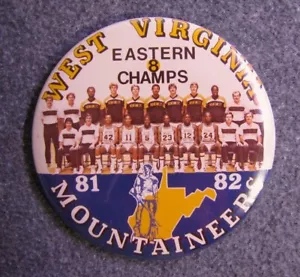 1981-82 West Virginia Mountaineers Basketball Team Photo 3 1/2" Pinback Button - Picture 1 of 2