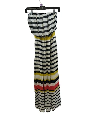 Maxi Vestido Doble Cero Cizalla Rayas Sin Tirantes Talla Mediana Foto 1 de 3