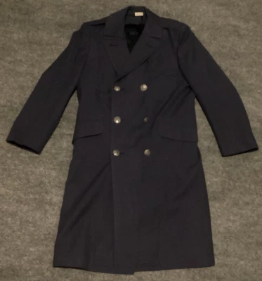 Vintage USAF Military Coat Mens 35R Wool Blue Serge Pembroke Overcoat Air Force - Image 1 of 4