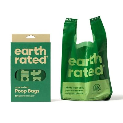 Earth Rated Dog Poo Bags with Handles Easy Tie and Guaranteed Leakproof 120 bags