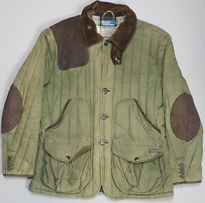 Polo Ralph Lauren Wax Shooting Jacket Mens Large Green Country Oilskin Cloth