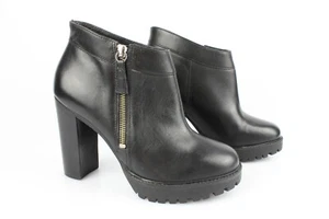 San Marina Boots Leather Black High Heels Size 37 Excellent Condition - Picture 1 of 11