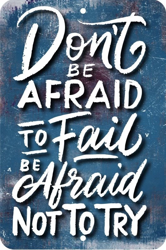 Placa de alumínio motivacional Don't Be Afraid To Fail Man Cave Bar S300 - Imagem 1 de 1