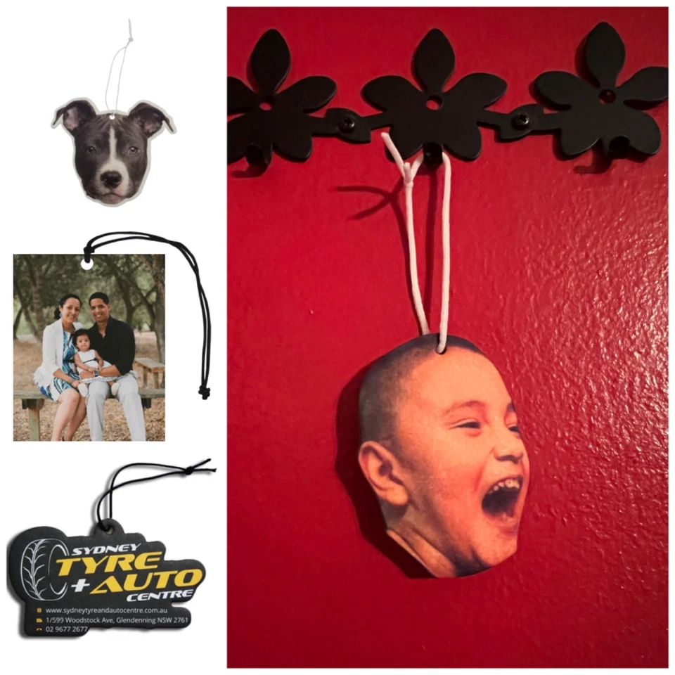 Custom Air Freshener Personalized Photo Face Funny Cute Gift Dog Cat Pet Picture - Image 1 of 4