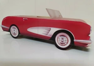 Vtg Chevrolet Advertising Car Model Chevy 50s Red Corvette 1987 USA Paper Card - Picture 1 of 8
