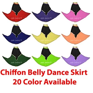 Chiffon Ankle length Belly Dance 2 Layer V-shape Designer Skirt Plus Size C20 - Picture 1 of 21
