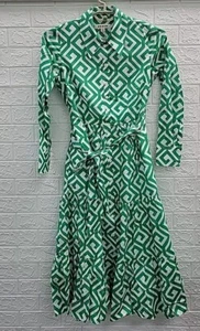 New Boden Long Sleeve Button Up Cotton Midi Shirt Dress Green/White Sz 4Petite - Picture 1 of 5