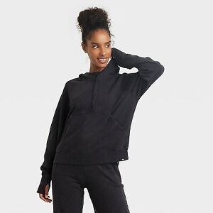Women's 1/2 Zip Fleece Pullover - JoyLab Black M
